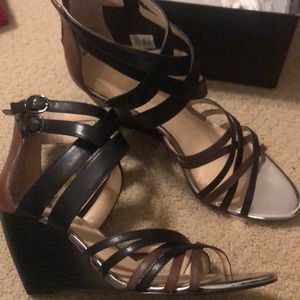 Enzo Angiolini Eamezmerize Black/Dark Brown Wedges
